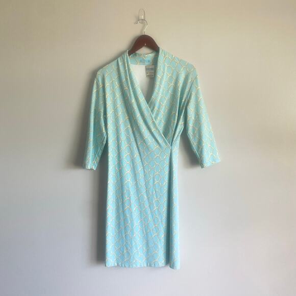 NWT J. McLaughlin Panama Wrap Dress Knee Length 3/4 Sleeve Stretchy Size Medium - Picture 2 of 8